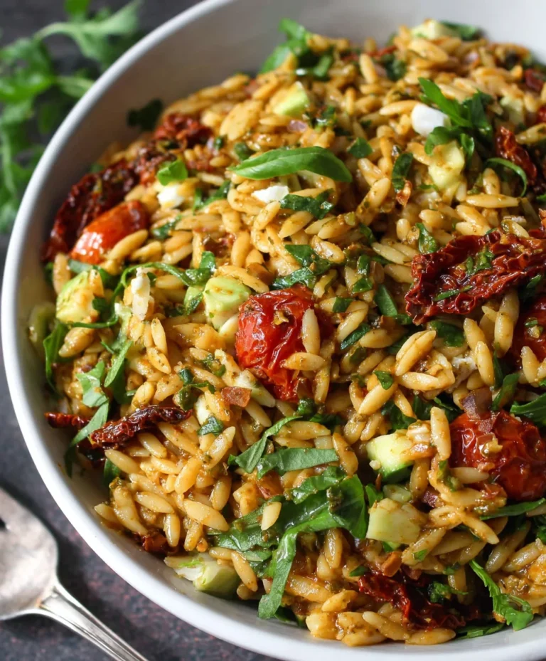 Sun-Dried Tomato Pesto Orzo Salad-Quick & Easy