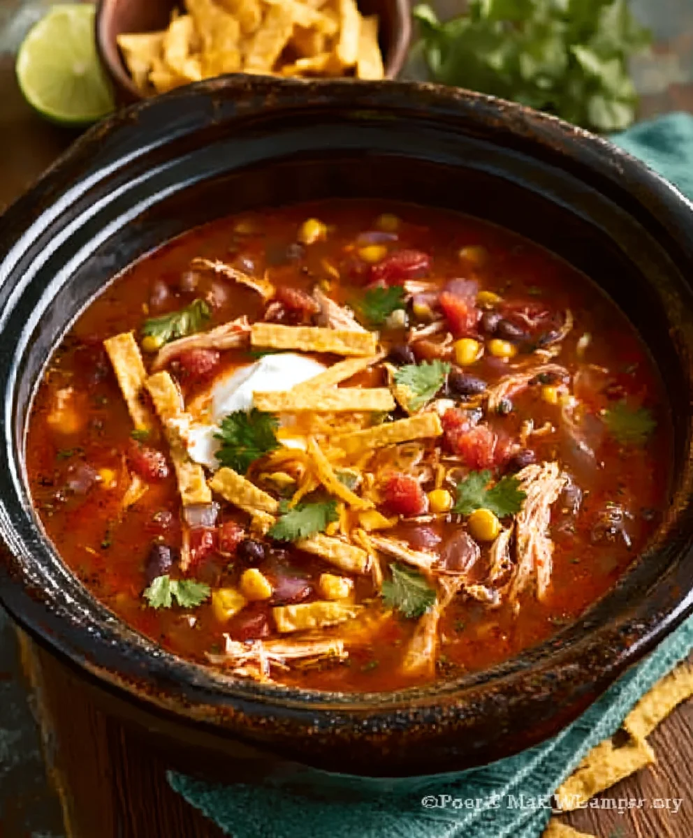 Easy Crockpot Chicken Tortilla Soup Recipe