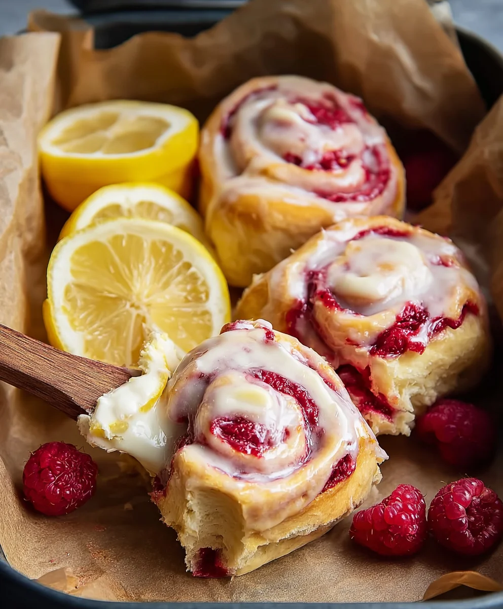 Brioche Raspberry Lemon Rolls - Sweet Citrus Swirls