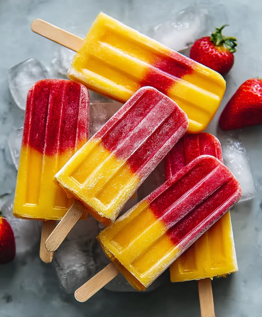 Fresh Strawberry Mango Popsicles- Cool Summer Treat