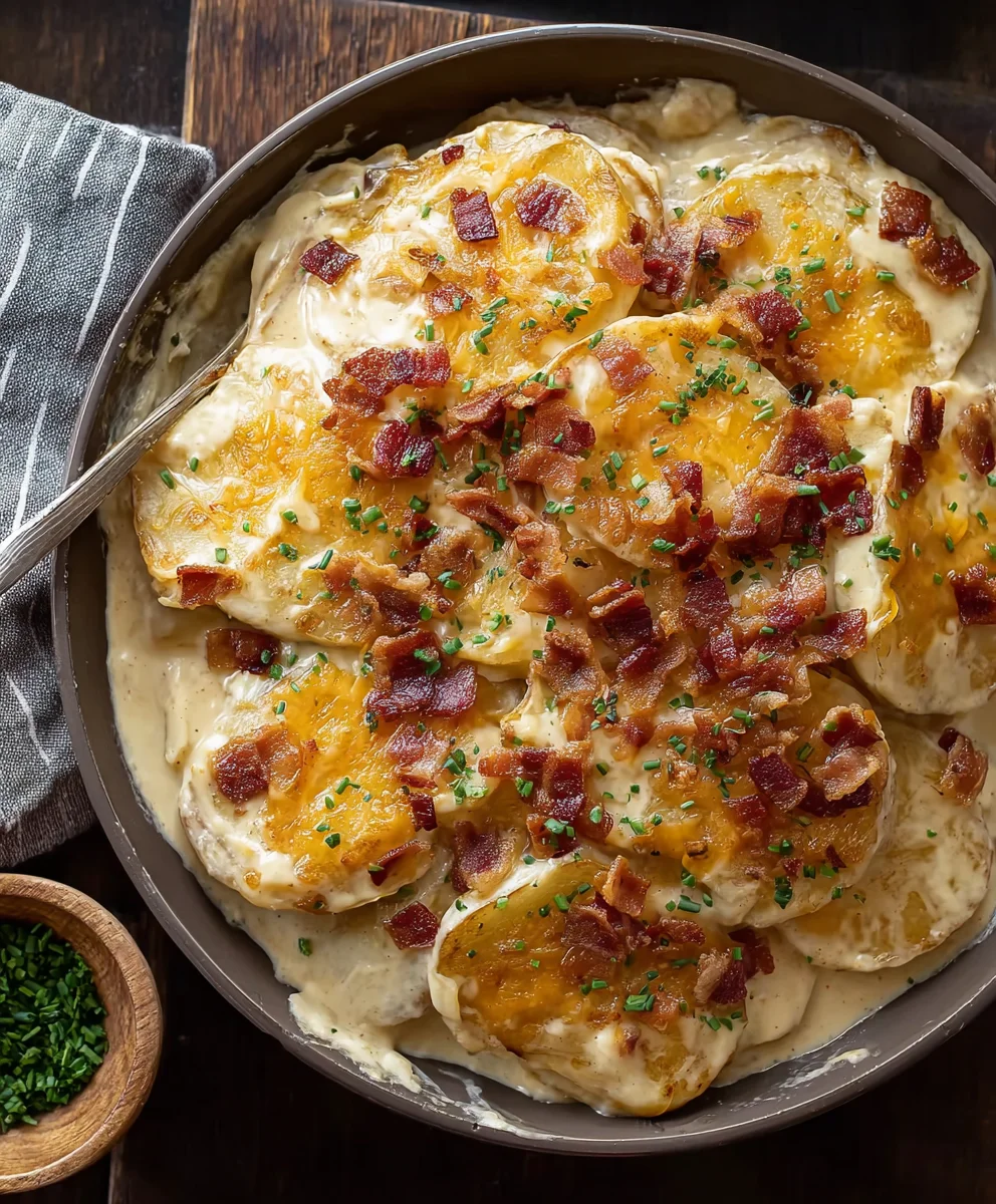 Loaded Scalloped Potatoes - Creamy Beef & Cheese Dream