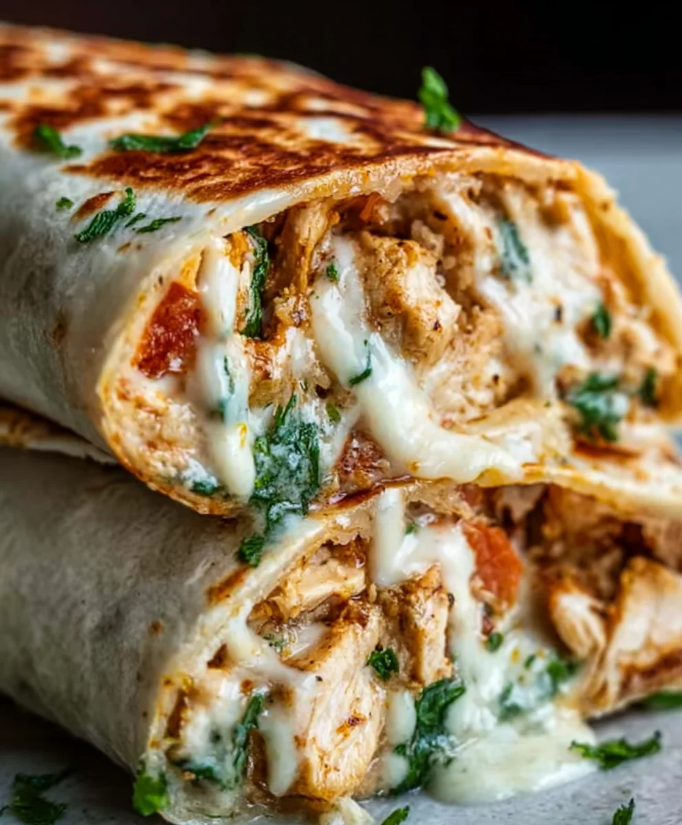 Cheesy Garlic Chicken Wraps - Easy Dinner Recipe