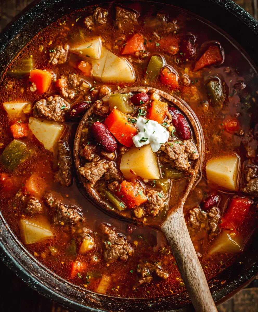 Hearty Cowboy Soup- Easy Beef Recipe
