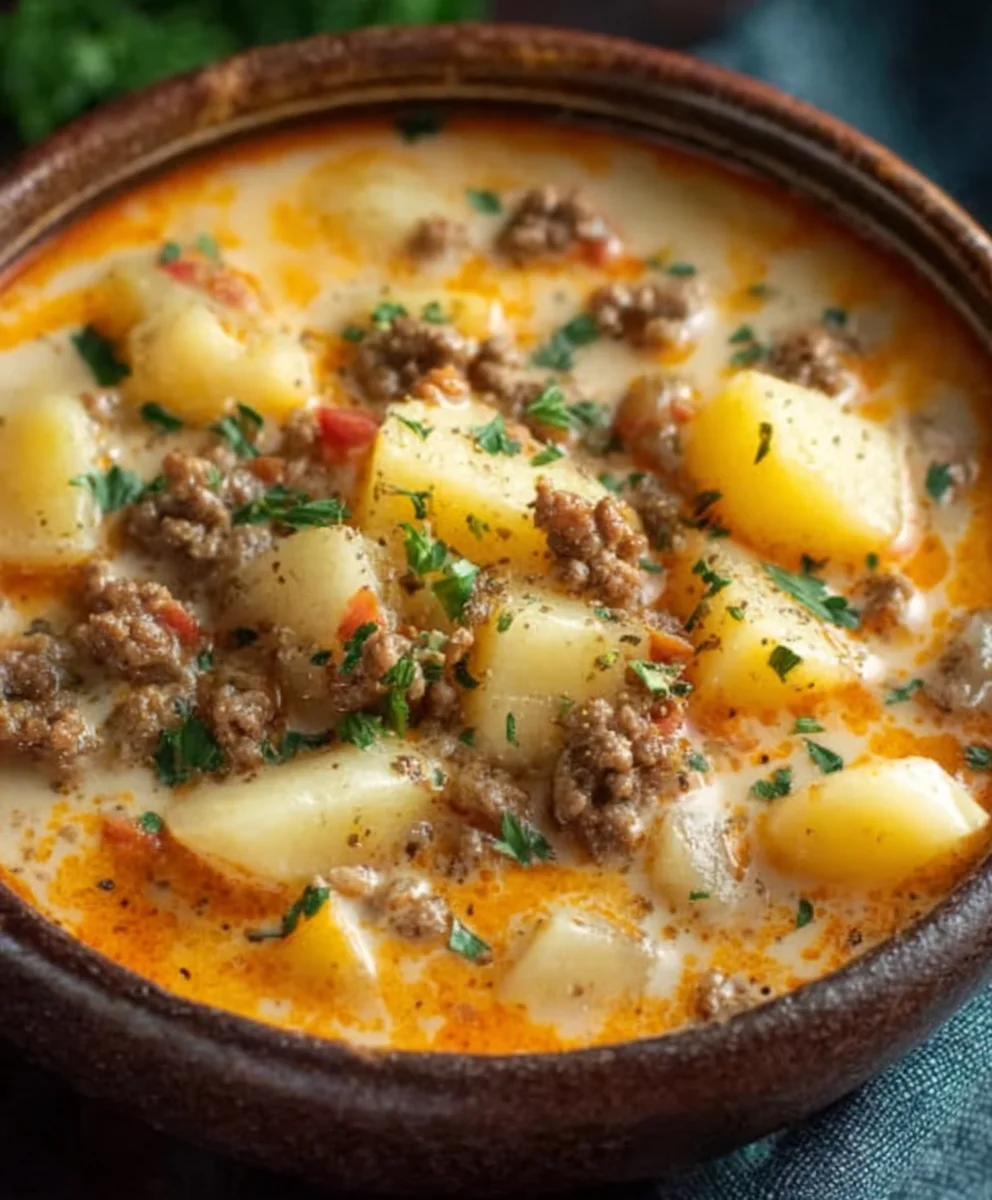 Cheesy Beef Beef Hamburger Potato Soup Recipe