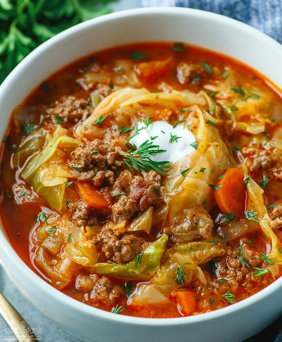 Delectable Cabbage Roll Soup-Hearty Beef & Comfort