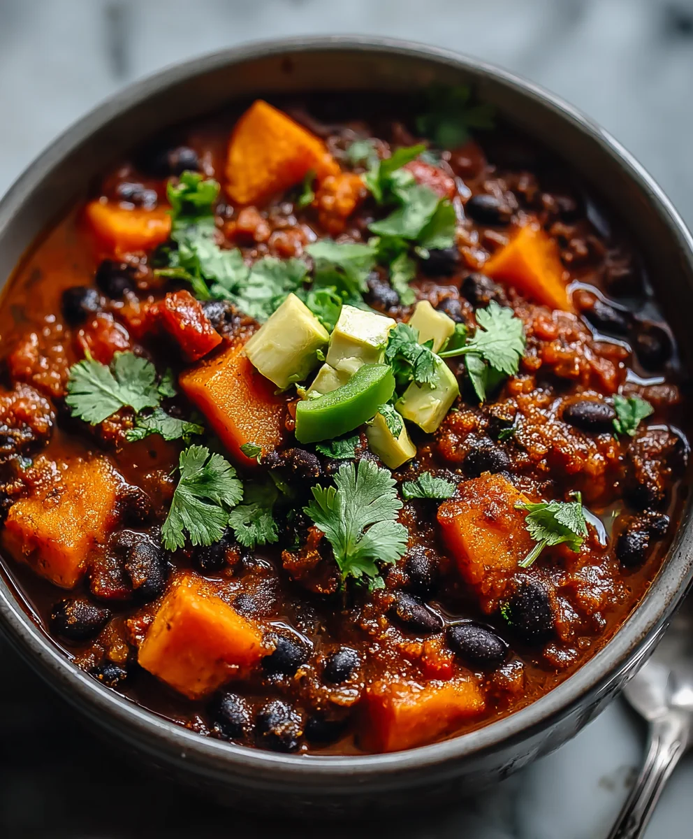 Hearty Sweet Potato Black Bean Chili Recipe