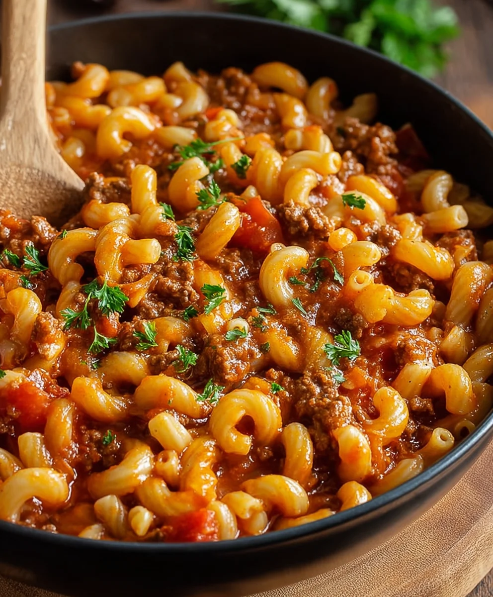 Cheesy One-Pot Beef Goulash Recipe