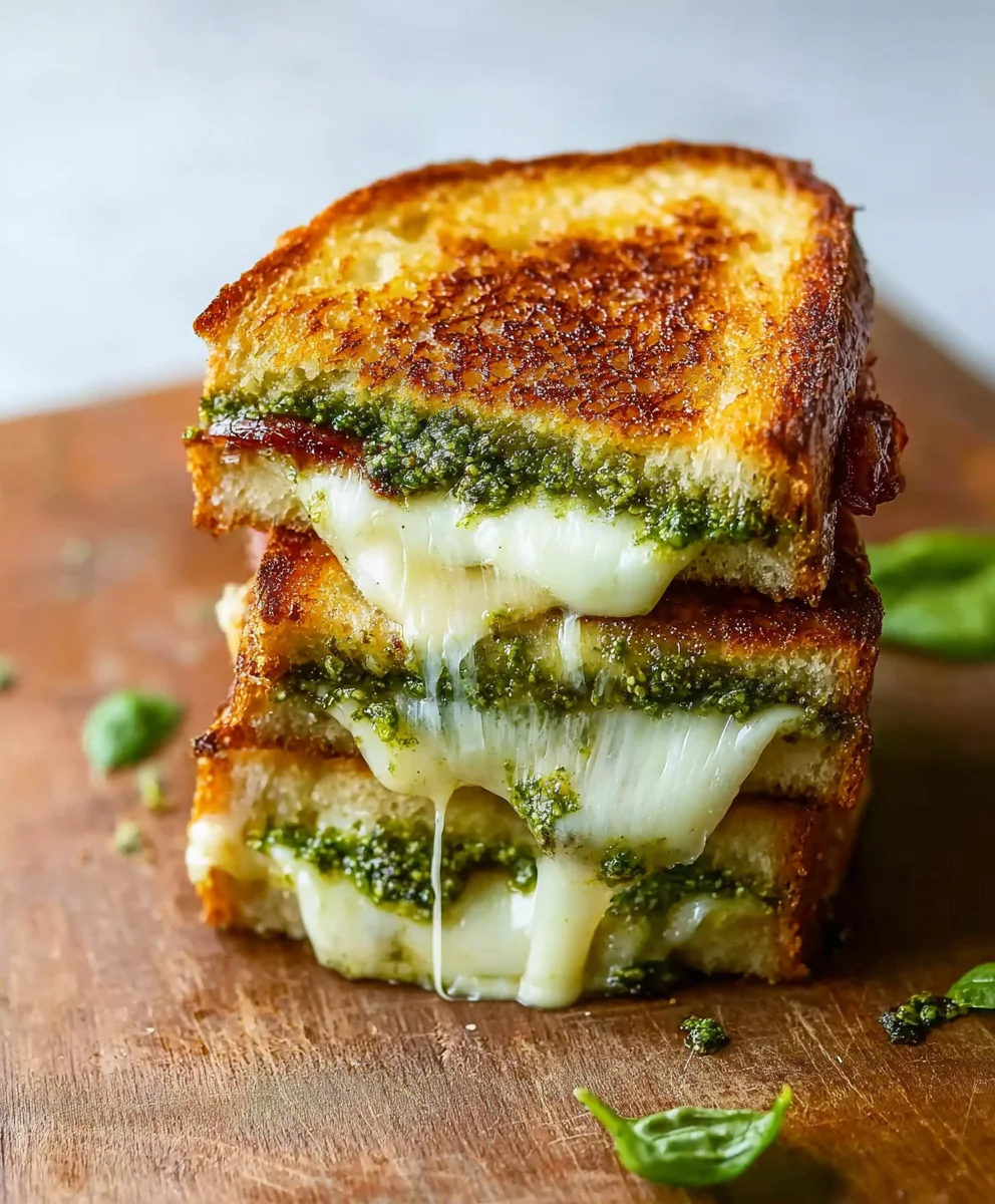 Sourdough Pesto Grilled Cheese - Easy & Delicious