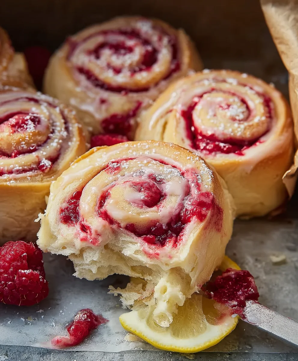 Brioche Raspberry Lemon Rolls - Sweet Citrus Swirls