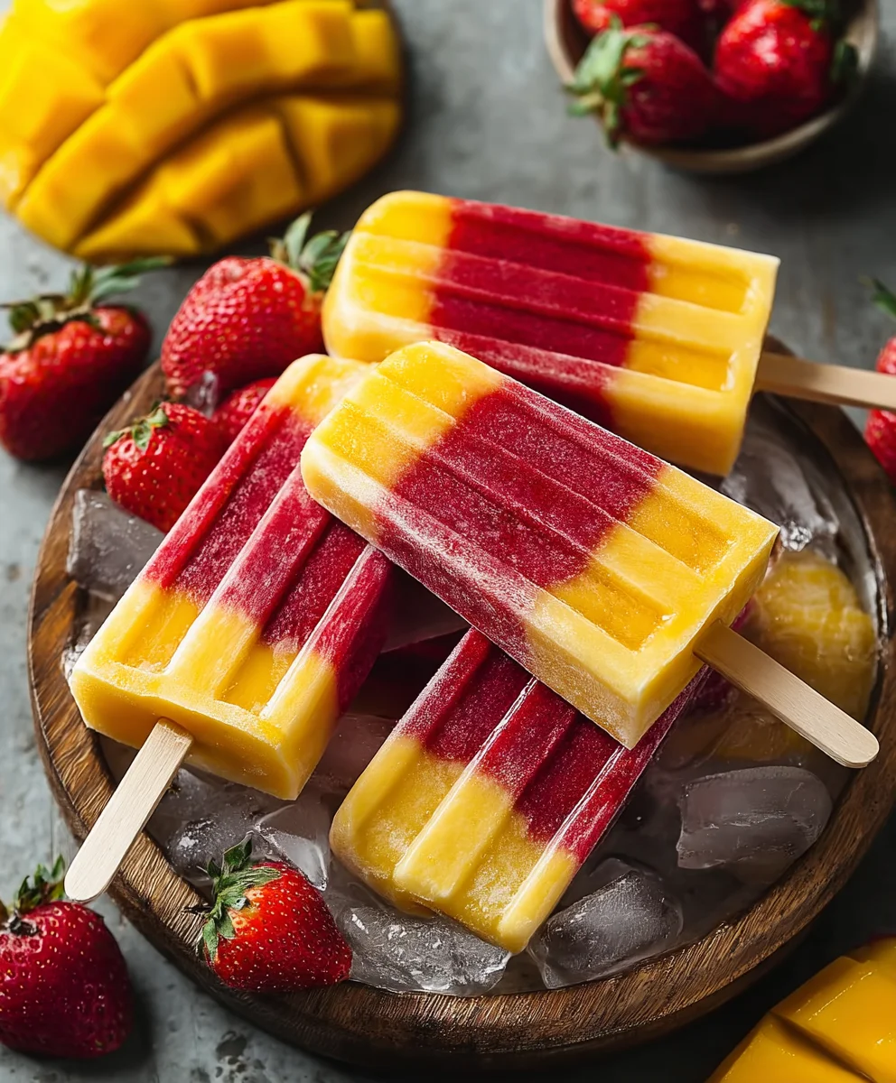 Fresh Strawberry Mango Popsicles- Cool Summer Treat