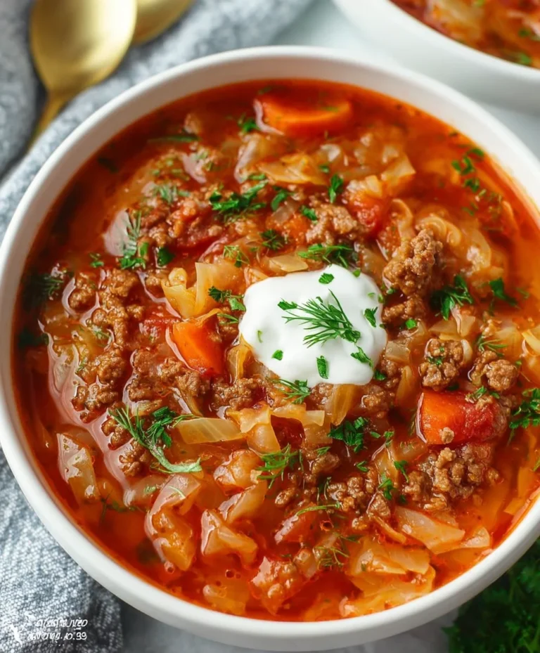 Easy Cabbage Roll Soup- Hearty Beef & Rice Comfort
