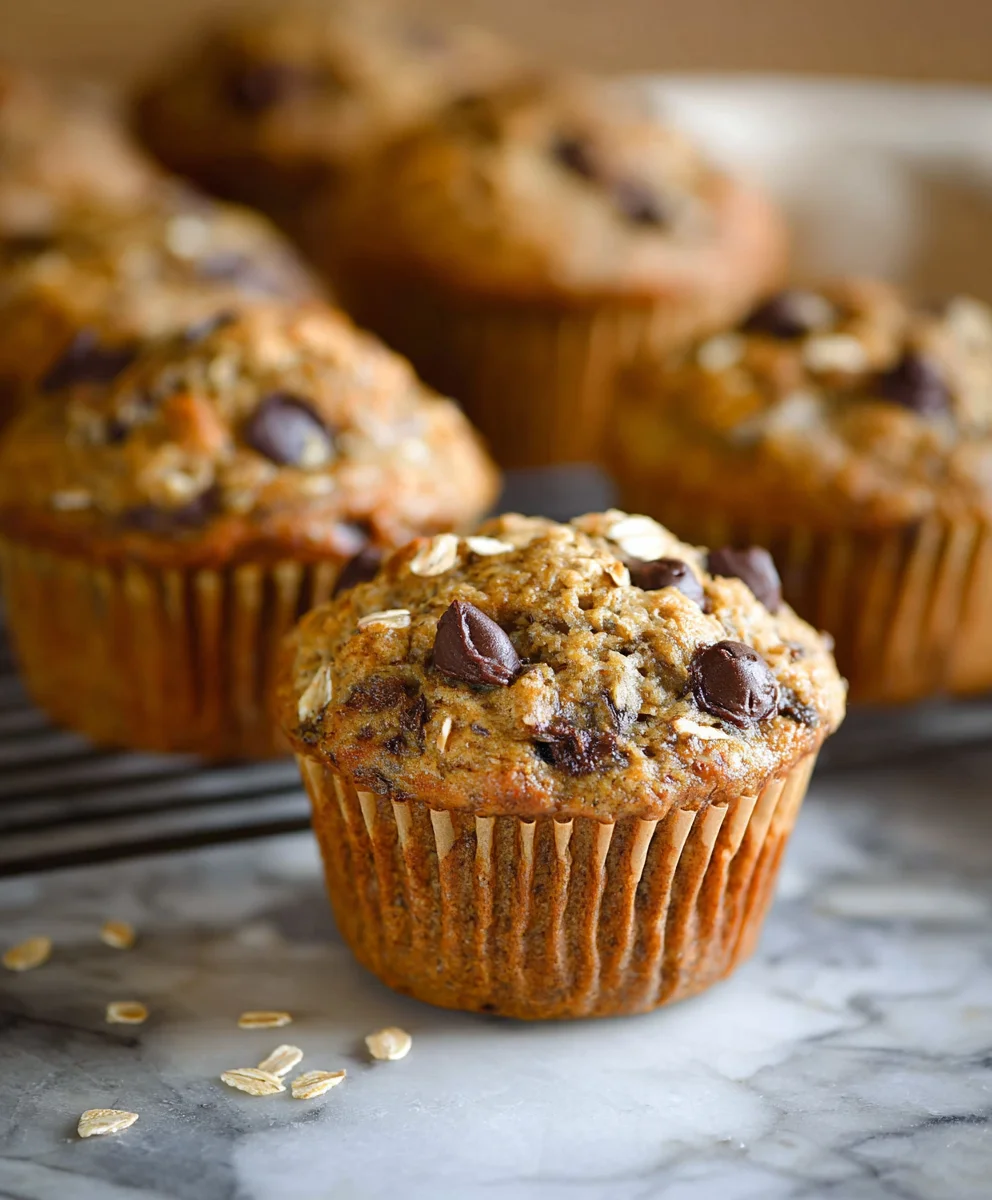 Healthy Banana Oatmeal Muffins-Chocolate Chip Delight