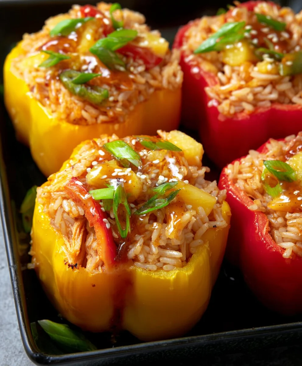 Teriyaki Pineapple Chicken Stuffed Peppers-Easy Recipe