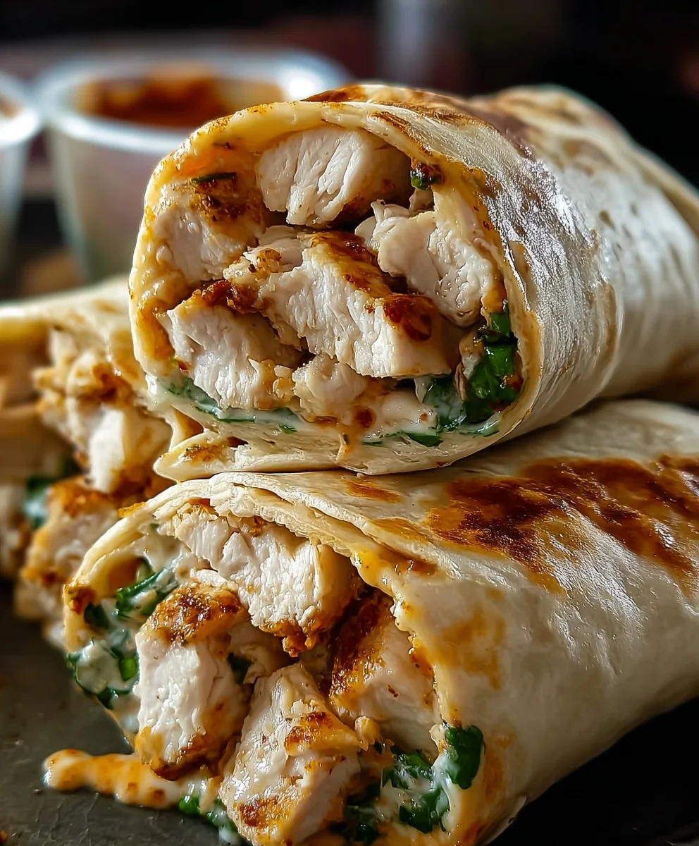 Cheesy Garlic Chicken Wraps Easy Delicious Recipe