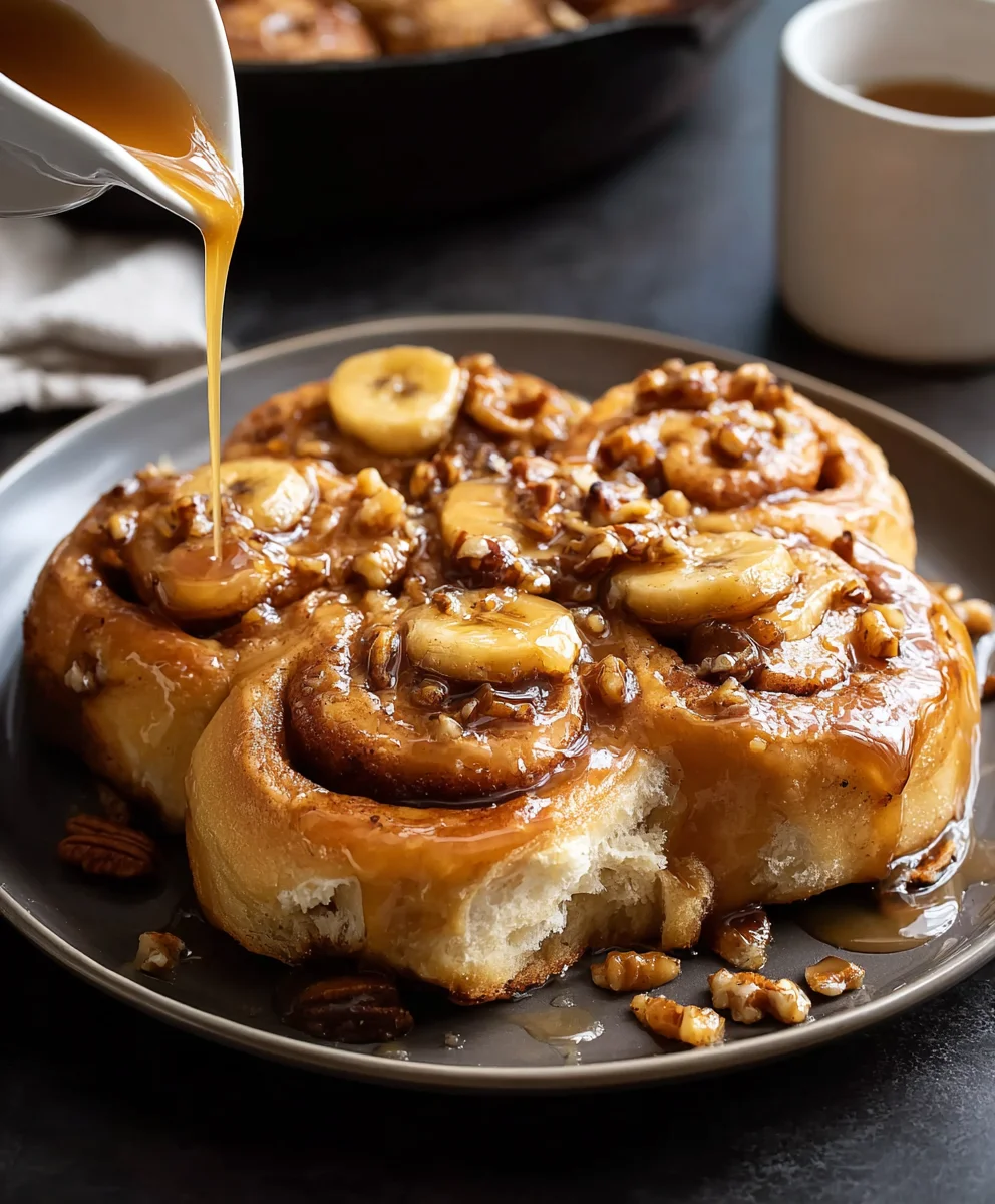 Bananas Foster Cinnamon Rolls-Easy Dessert Recipe