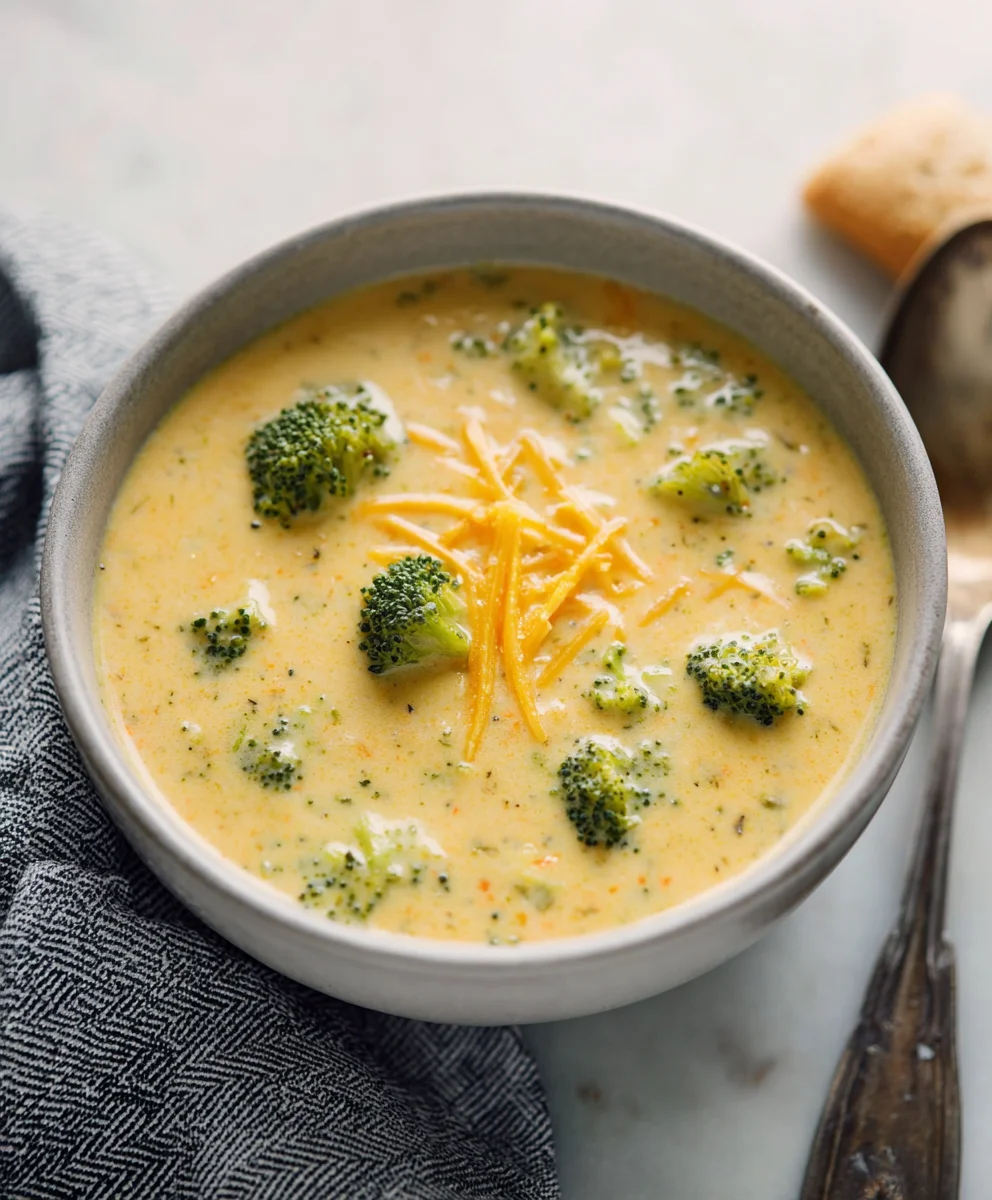 Easy Creamy Cheddar Broccoli Soup - Quick Recipe