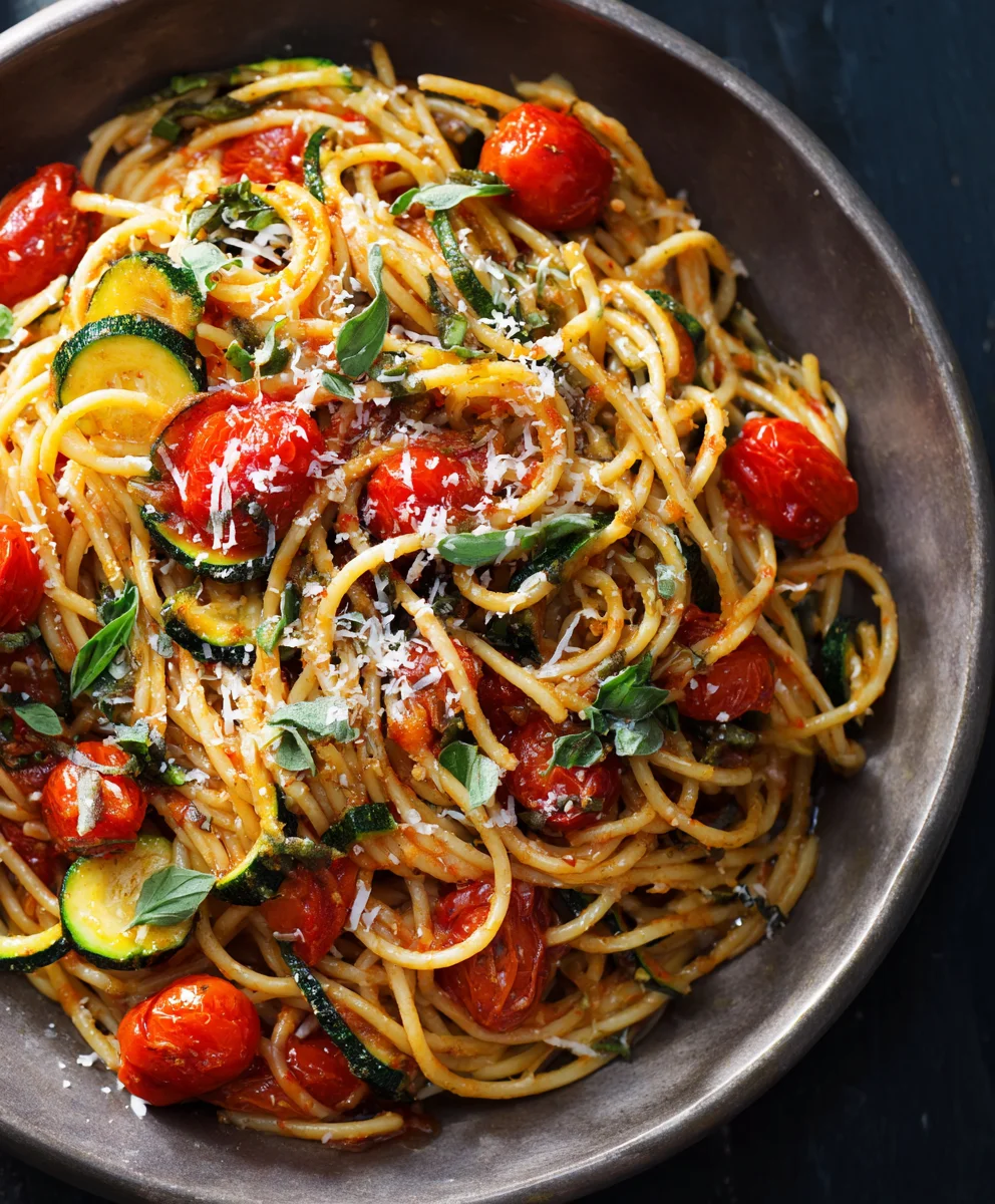 Healthy Tomato Zucchini Pasta - Easy & Delicious