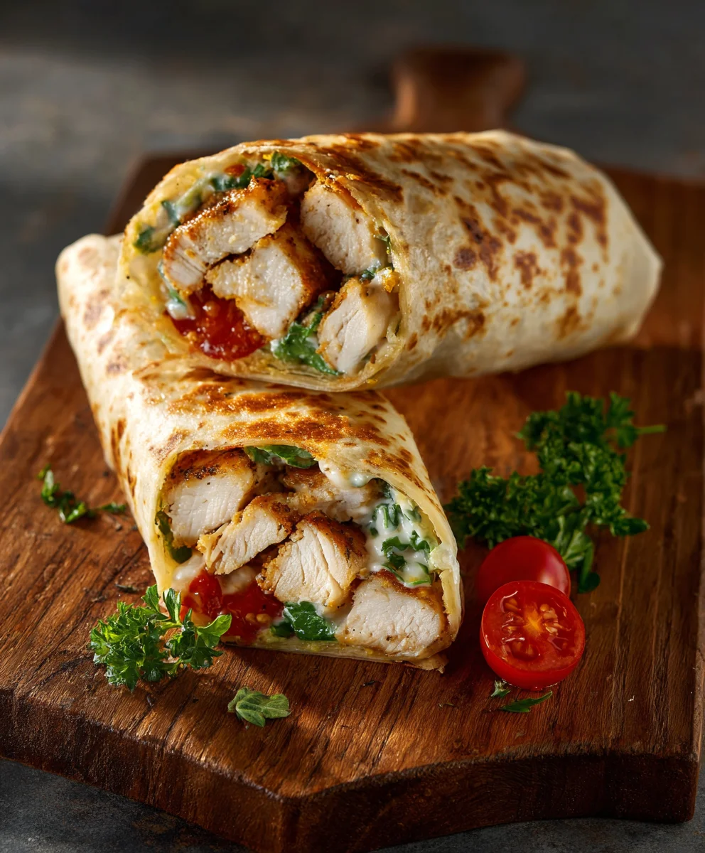 Cheesy Garlic Chicken Wraps - Easy Weeknight Dinner