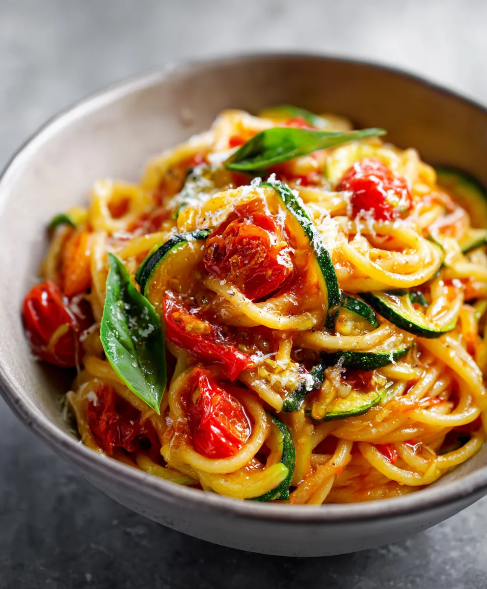 Healthy Tomato Zucchini Pasta - Easy & Delicious