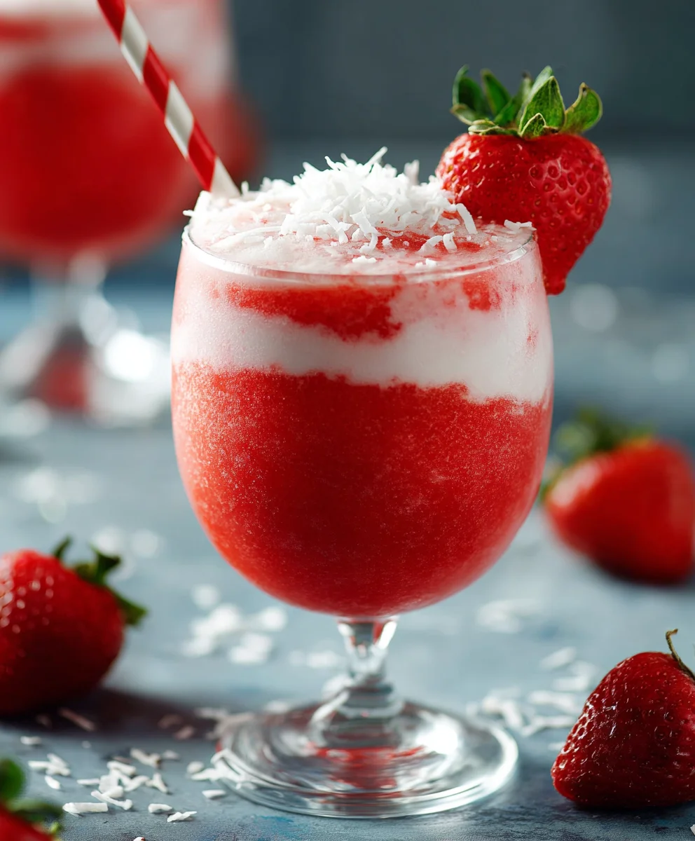 Fruity Strawberry Coconut Daiquiri - Refreshing Non-Non-Non-Alcoholic Alternativeic Twist