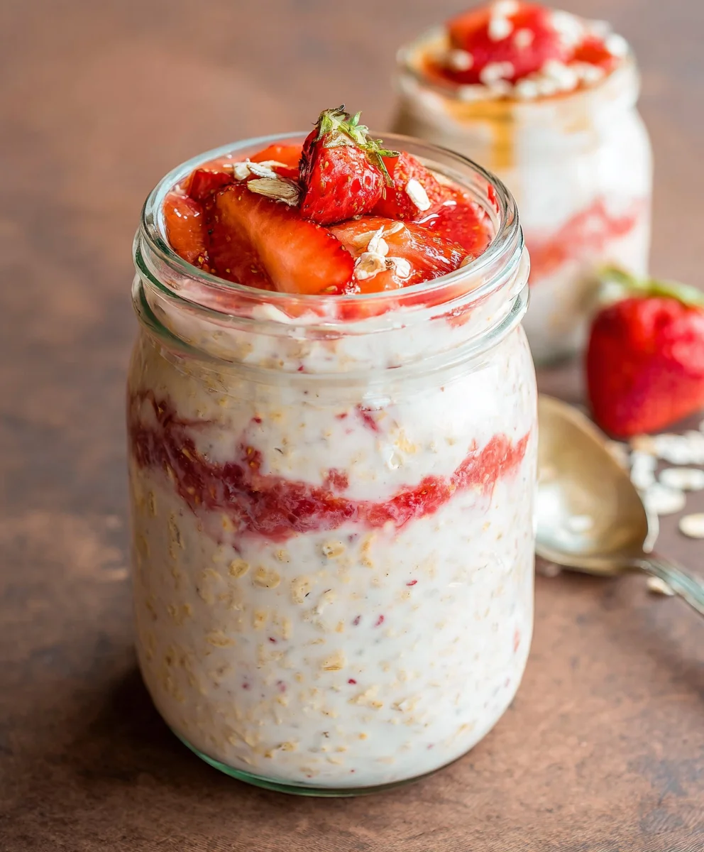 Strawberry Cheesecake Overnight Oats-Easy Healthy Breakfast