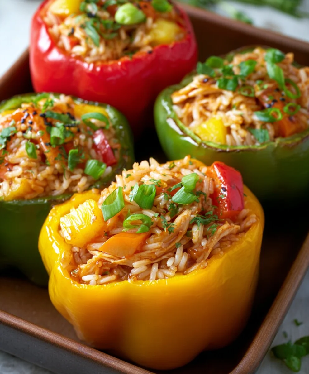 Teriyaki Pineapple Chicken Stuffed Peppers-Easy Recipe