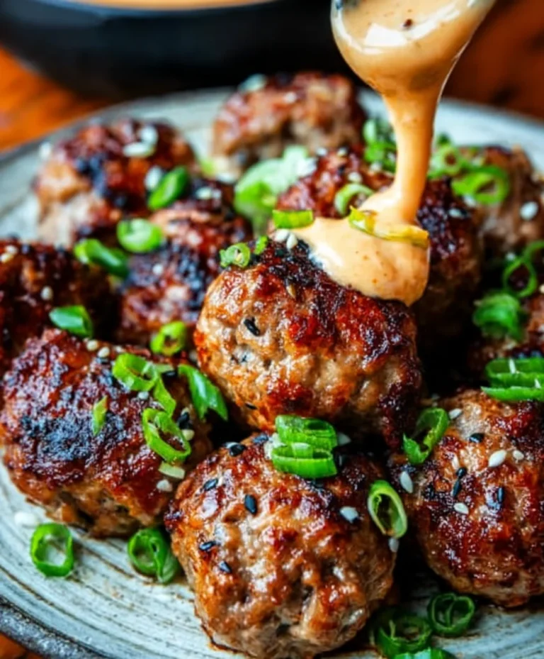 Spicy Korean Beef Meatballs with Mayo Dip