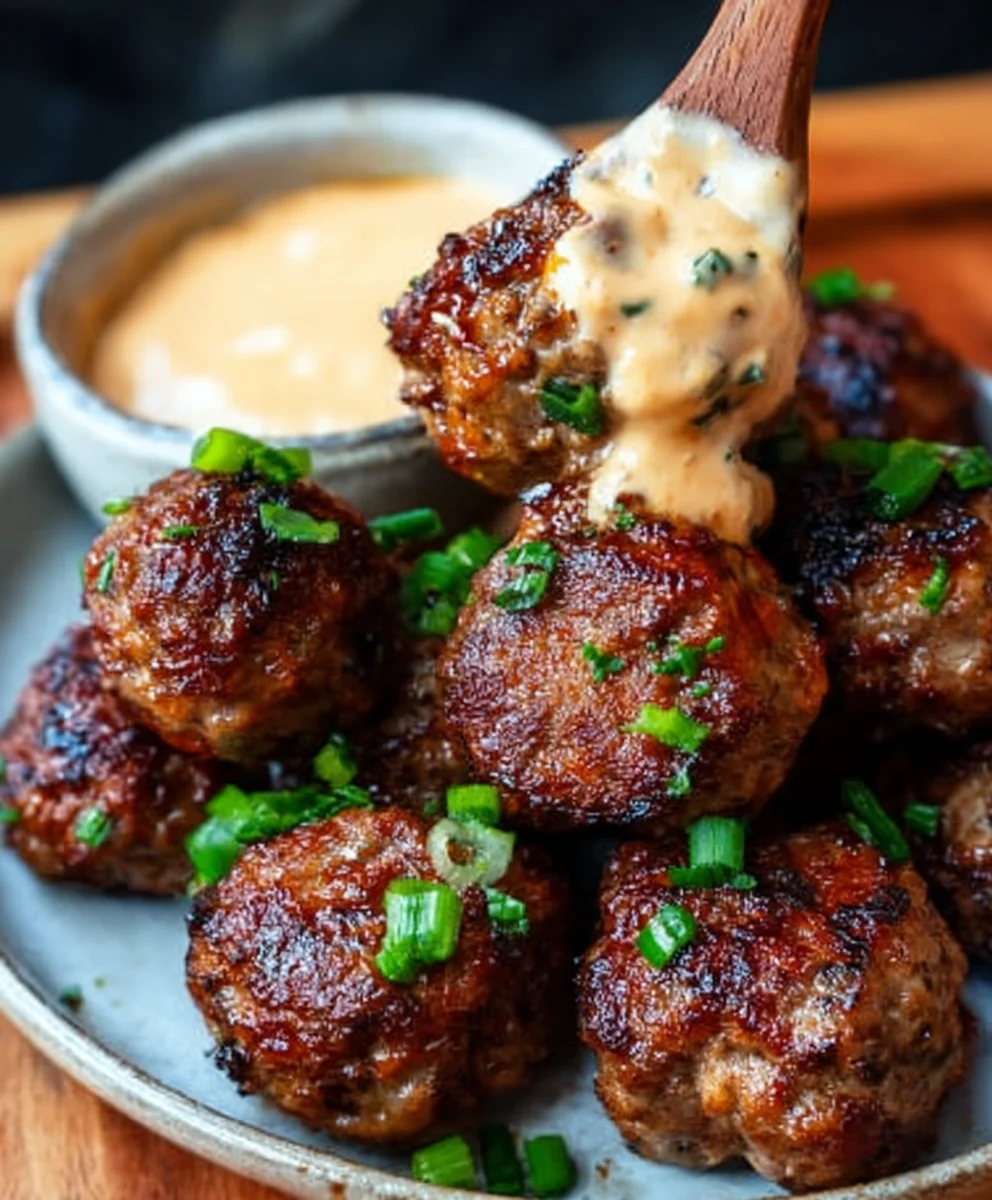 Spicy Korean Beef Meatballs with Mayo Dip