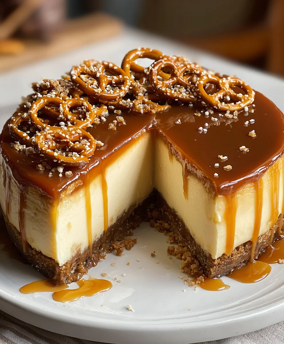 Salted Caramel Pretzel Cheesecake- Sweet Salty Treat