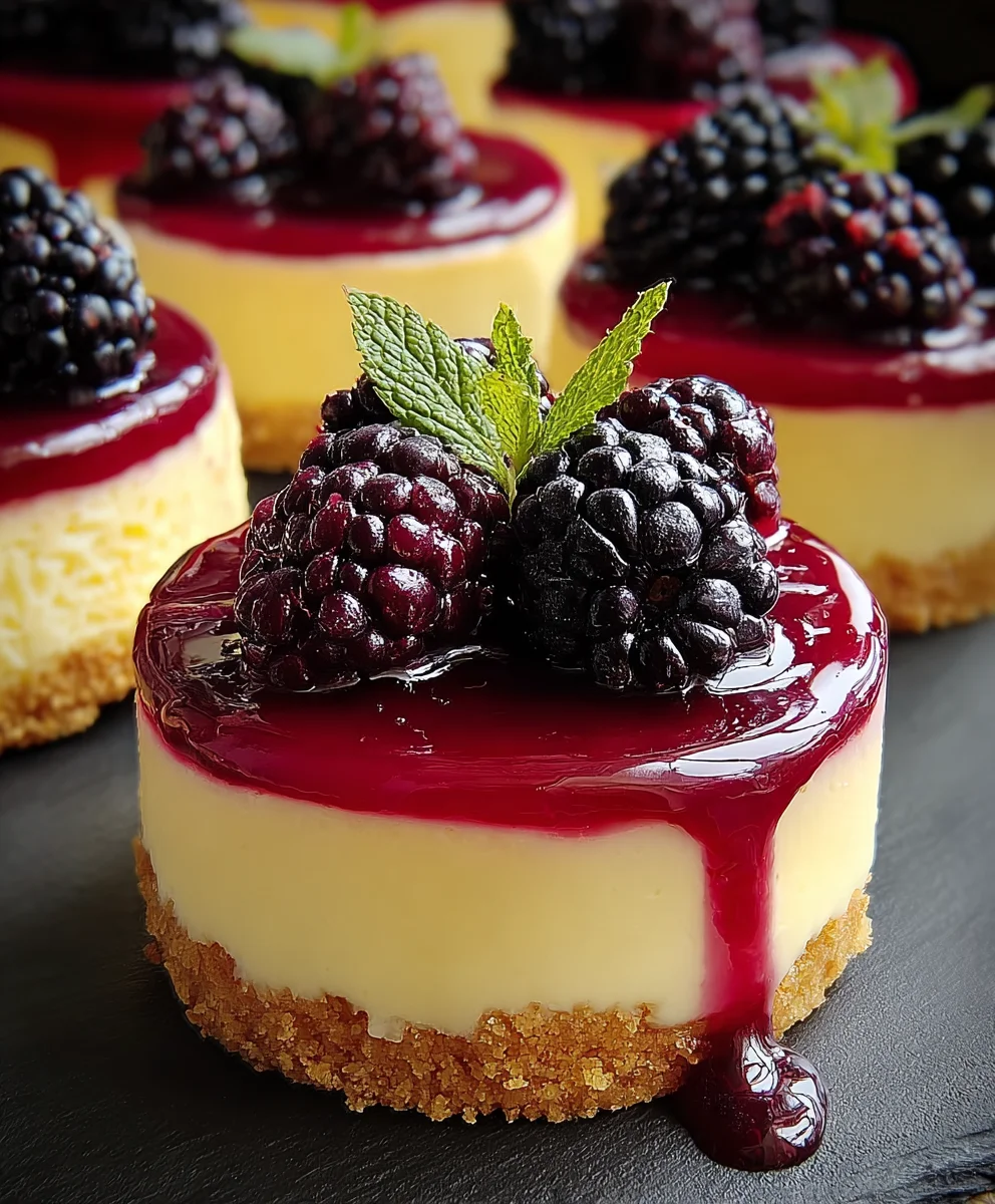 Lemon Raspberry Blackberry Mini Cheesecakes-Easy Recipe