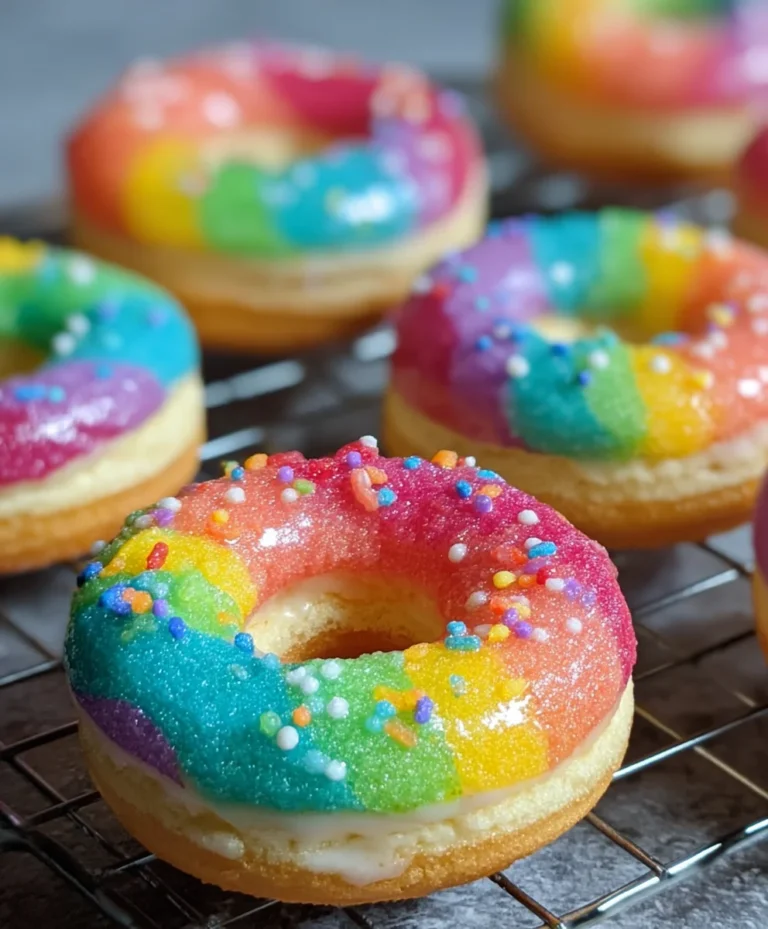Mini Rainbow Vanilla Bean Donuts-Easy Baked Treats