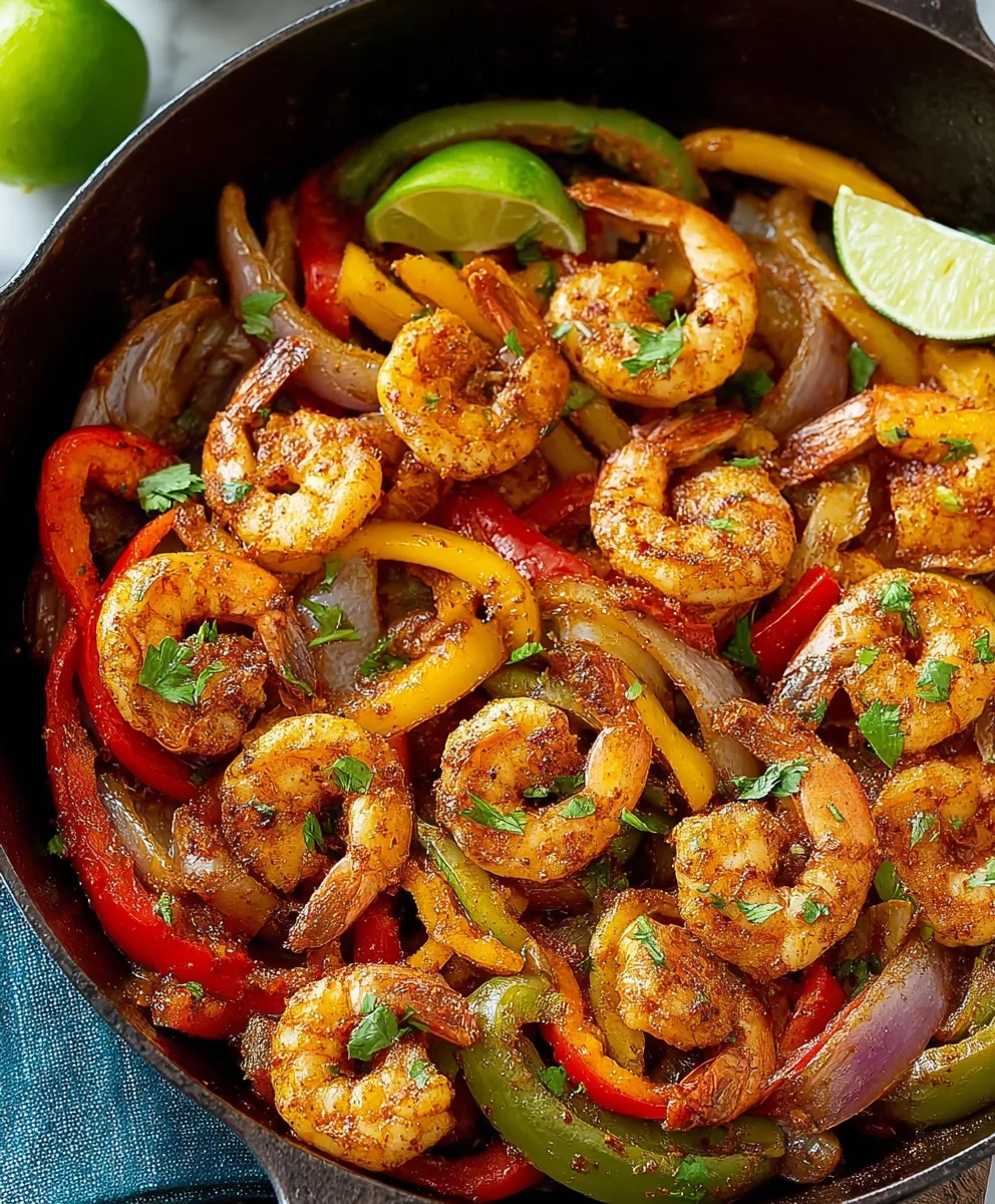 Quick Skillet Shrimp Fajitas- Easy Weeknight Meal