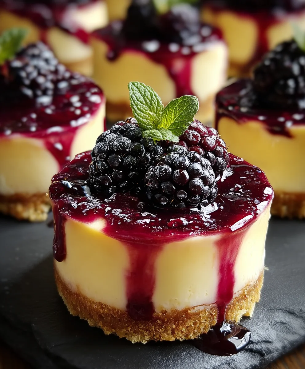 Lemon Raspberry Blackberry Mini Cheesecakes-Easy Recipe