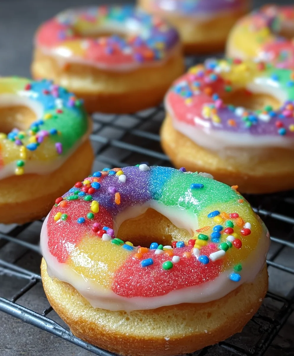 Mini Rainbow Vanilla Bean Donuts-Easy Baked Treats
