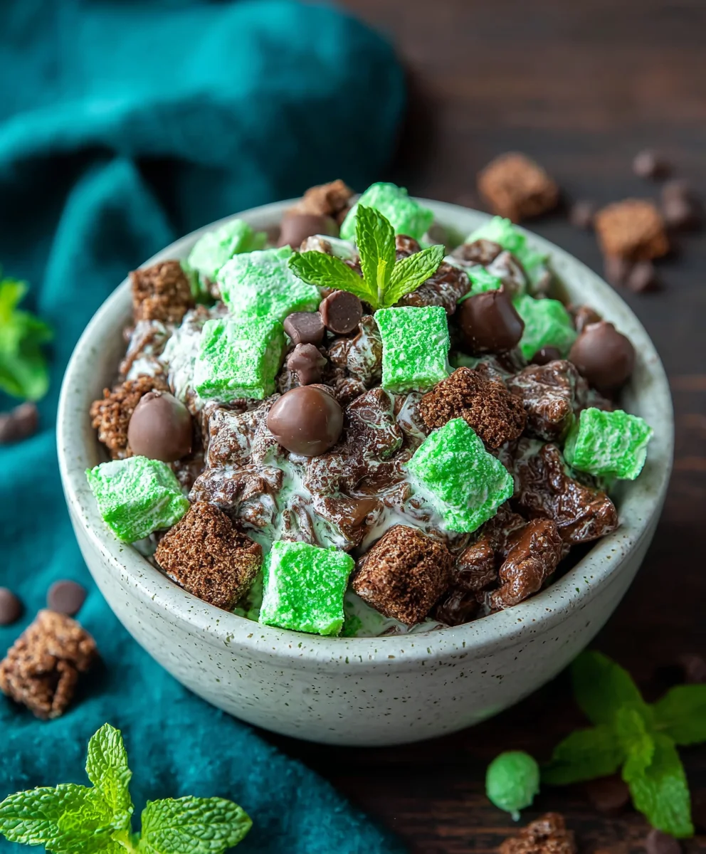 Mint Chocolate Muddy Buddy-Easy Snack Recipe