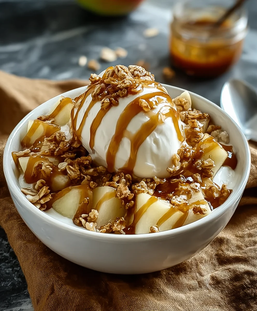 Caramel Apple Pie Yogurt Bowl-Healthy Dessert