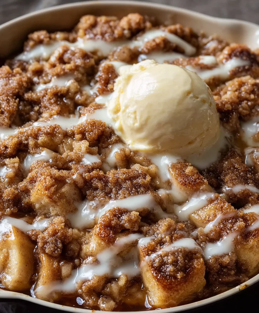 Apple Crisp Cinnamon Roll Casserole Bake