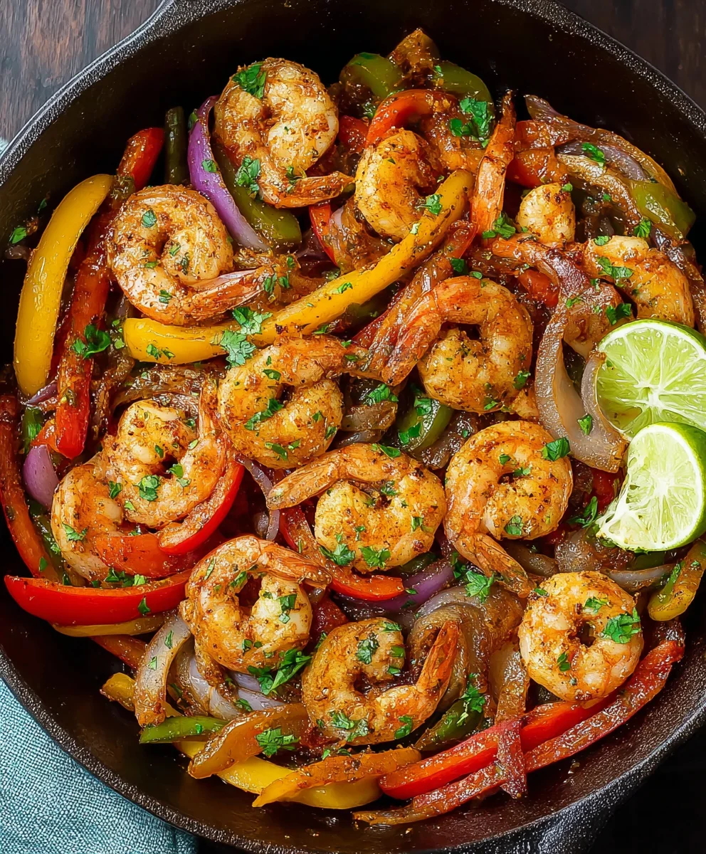 Quick Skillet Shrimp Fajitas- Easy Weeknight Meal
