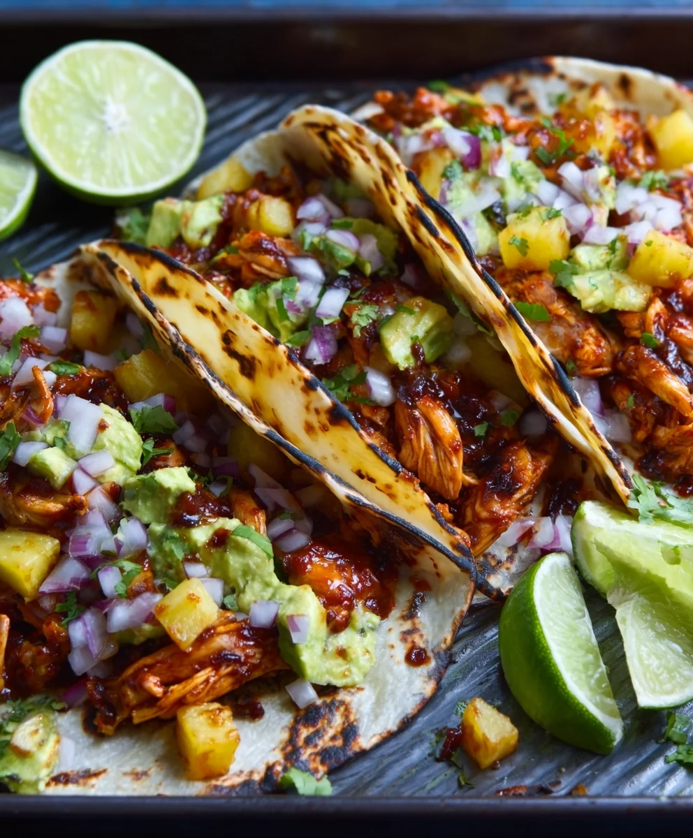 Easy Chicken Pineapple Tacos-Flavorful One Pan Meal