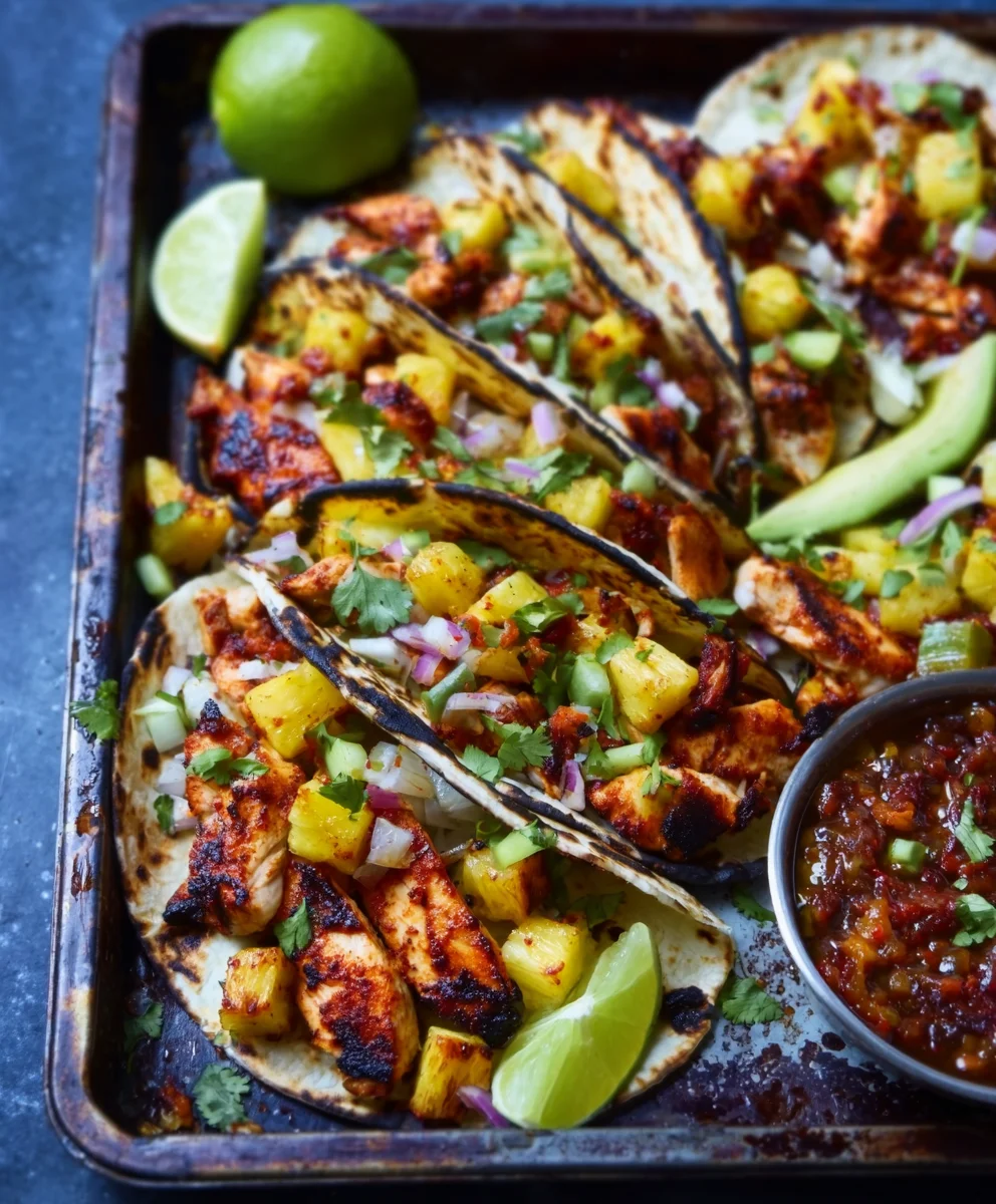 Easy Chicken Pineapple Tacos-Flavorful One Pan Meal