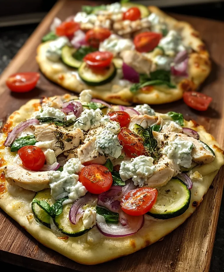 Tzatziki Chicken Naan Pizza- Easy Veggie Delight