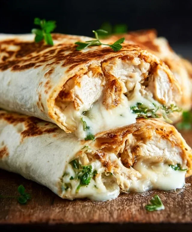 Cheesy Garlic Chicken Wraps