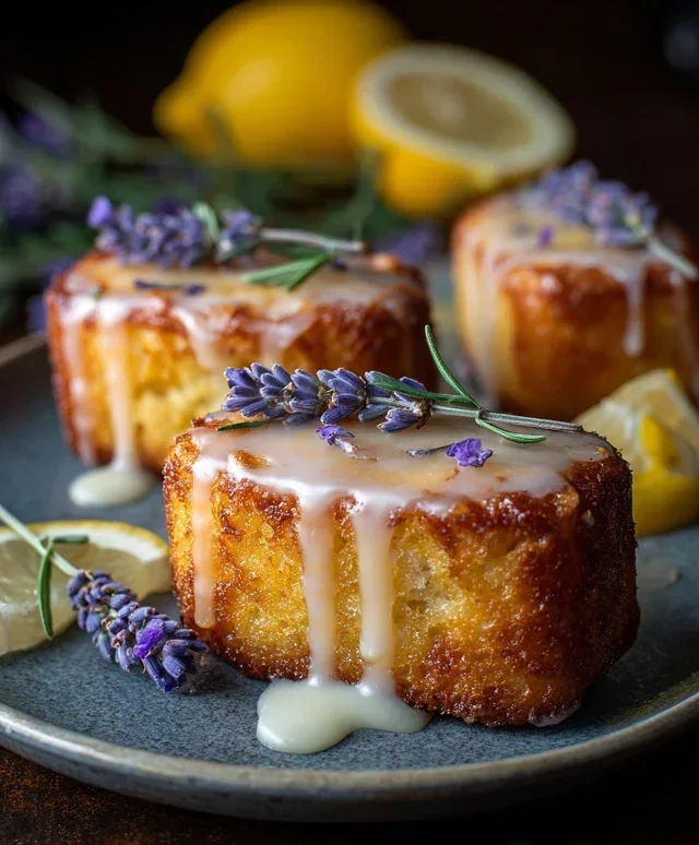 Mini Lemon Cakes With Lavender Glaze