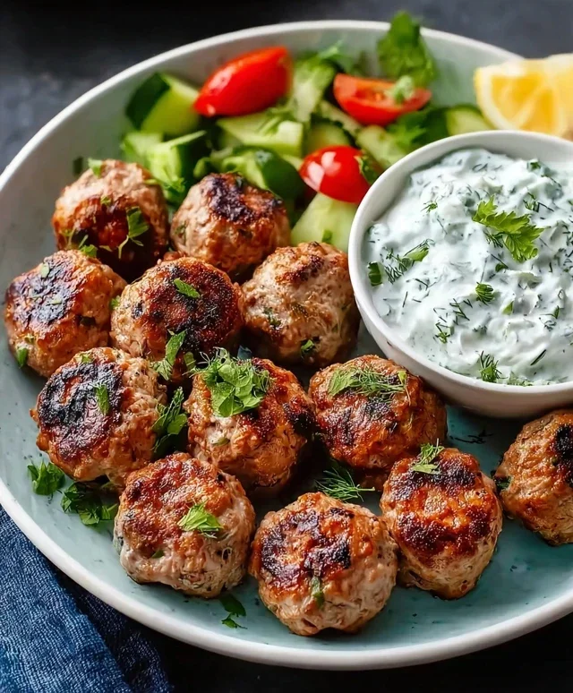 Greek Turkey Meatballs with Tzatziki