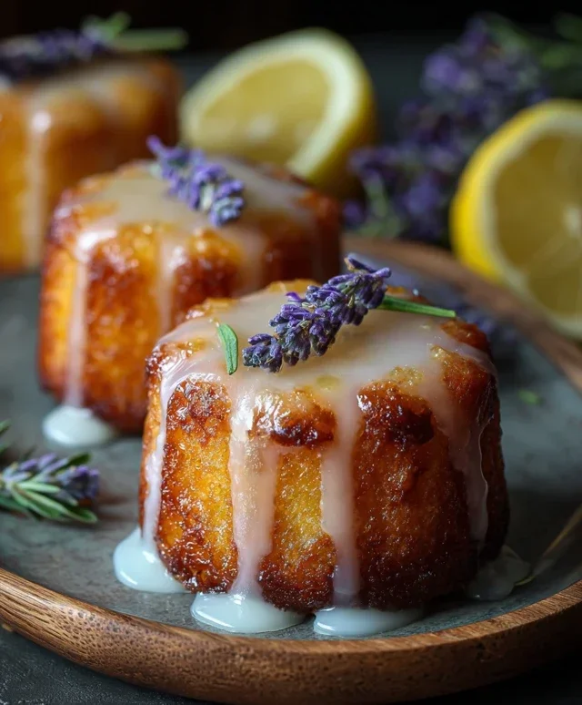 Mini Lemon Cakes With Lavender Glaze