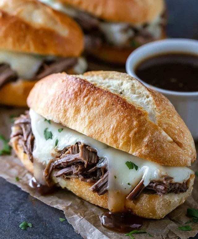 Crockpot French Dip Sandwiches