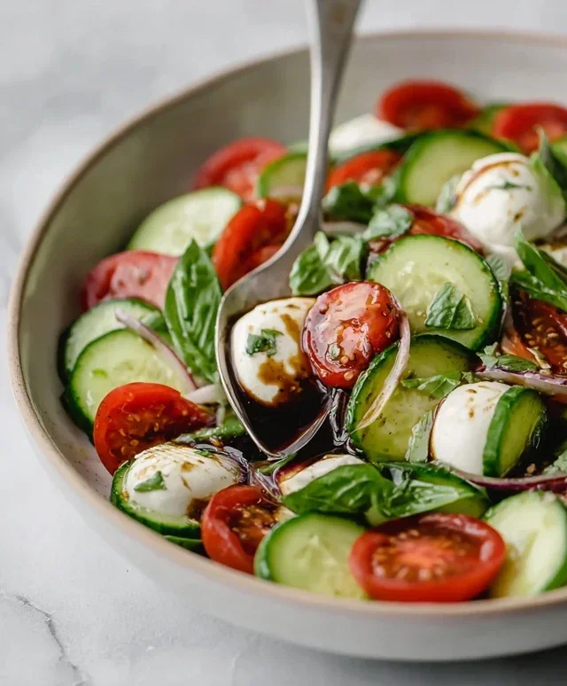 Fresh Cucumber Caprese Salad