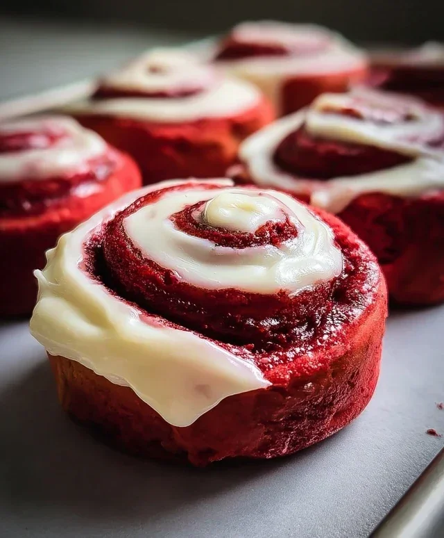 Red Velvet Cinnamon Rolls with Cream Cheese Icing