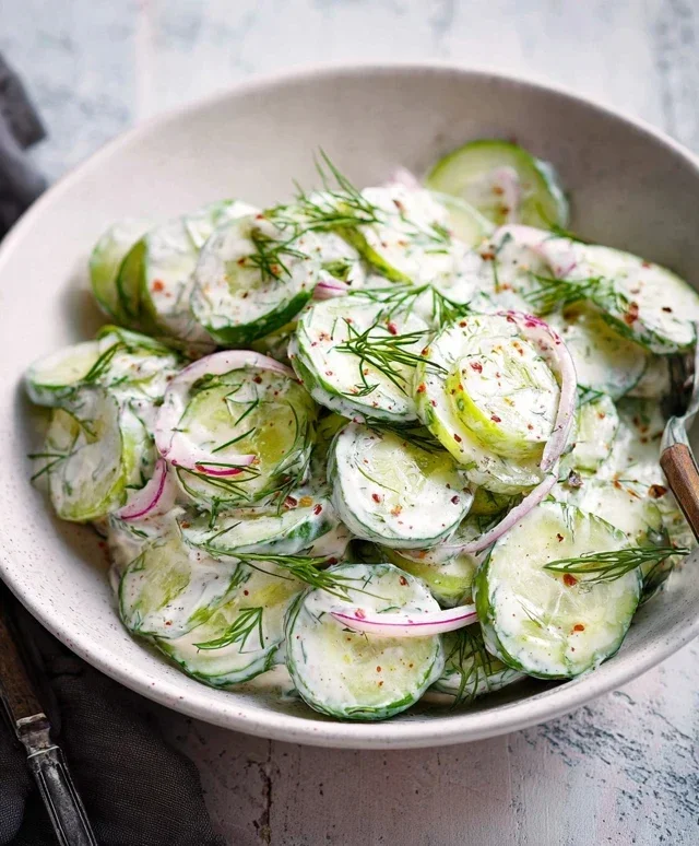 Creamy Cucumber Salad with Greek Yogurt Dressing