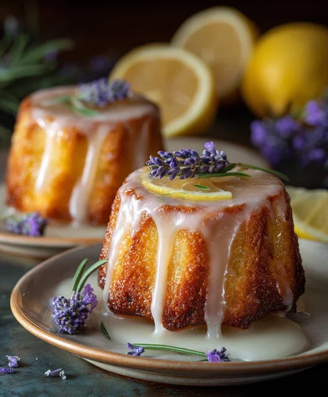 Mini Lemon Cakes With Lavender Glaze